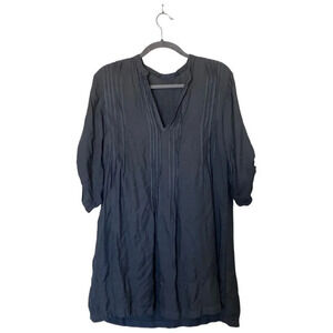 CP SHADES Gray Pintucked Pleated Roll Tab Sleeves Tunic Dress Size XS